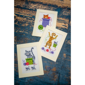 Vervaco Kit carte de voeux Chats ludiques lot de 3