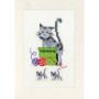Vervaco Greeting card kit Playful cats set of 3