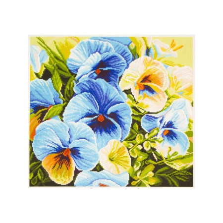 CDA Printed Aida kit Blue pansies