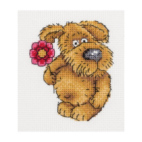 Klart Kit de broderie Chien avec une fleur