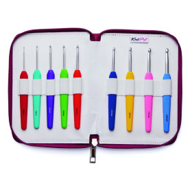 Haaknaalden set Waves rode etui