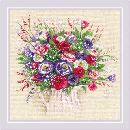 Riolis Kit de broderie Bouquet d'Eustoma et de Gypsophile