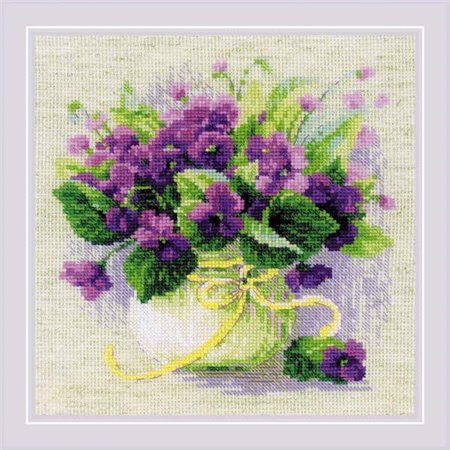 Riolis Kit de broderie Violettes en pot