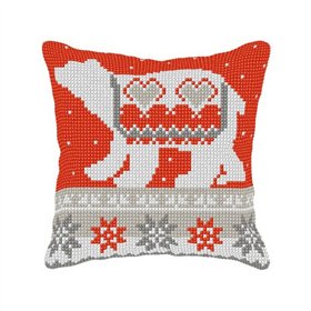 Kit coussin au point croix Ours blanc