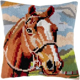 Cross stitch cushion kit Brown horse