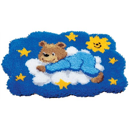 Knüpfformteppichpackung Blauer Bär auf Wolke