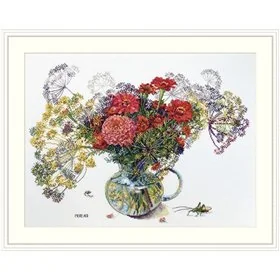 Merejka Kit de broderie Zinnias et aneth