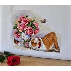 Merejka Borduurpakket Bulldog & vlinders 