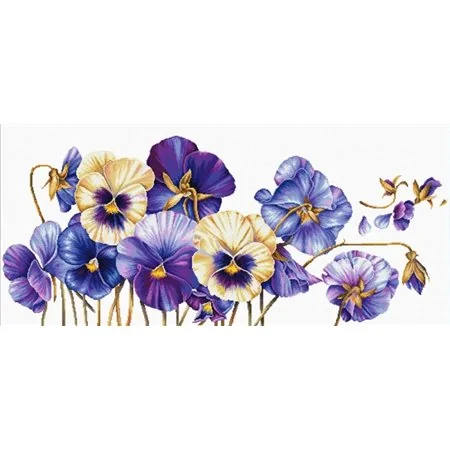 Embroidery kit Purple Pansies