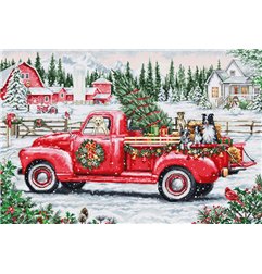Kit de broderie Camion rouge de Noël