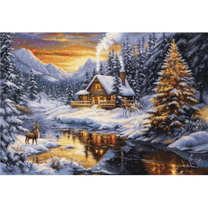 Embroidery kit Winter Evening in the Mountains (petit point)