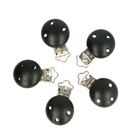   Wood pacifier clip black